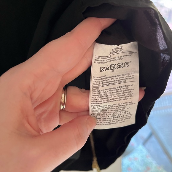 Banana Republic Black Wool Blend Cap Sleeve Sheath Dress Gold Exposed Zipper - Picture 3 of 5